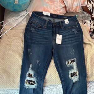 Judy Blue Dark Blue Distressed Skinny Jeans